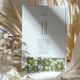 Tarjeta de número de tabla de elegancia botánica