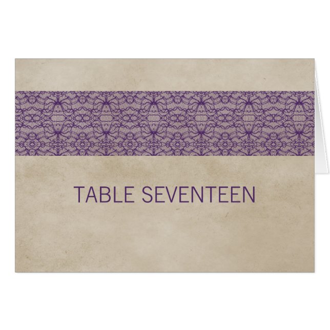 Tarjeta de número de tabla de encaje púrpura (Anverso (Horizontal))