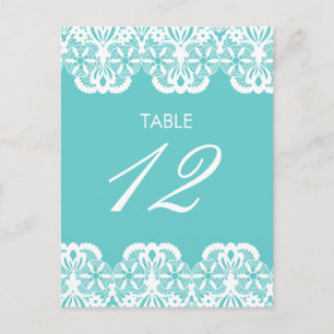 Tarjeta de número de tabla de encaje Verde azulado