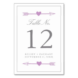 Tarjeta de número de tabla de flechas encantadoras