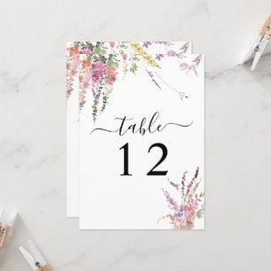 Tarjeta de número de tabla de flor silvestre de pr