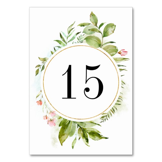 Tarjeta de número de tabla de floración verde acua (Anverso)