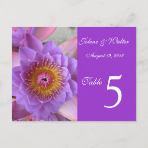 Tarjeta de número de tabla de flores Purple Lotus