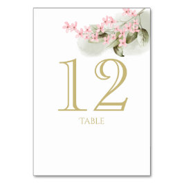 Tarjeta de número de tabla de flores rosadas