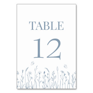 Tarjeta de número de tabla de flores silvestres y