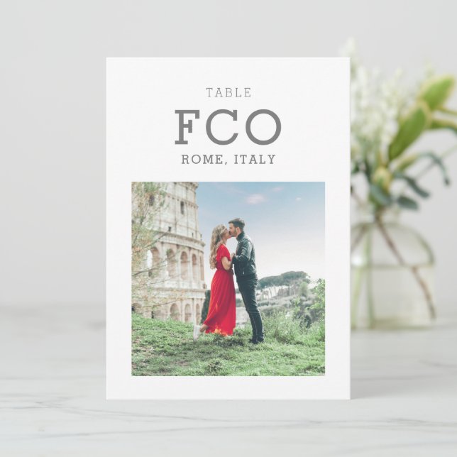 Tarjeta de número de tabla de fotos de destino de  (Anverso de pie)