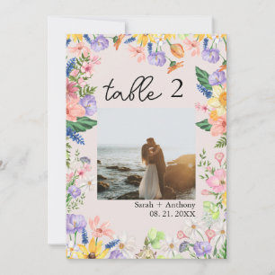 Tarjeta de número de tabla de fotos de la boda de 