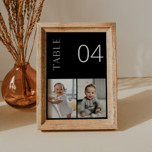 Tarjeta de número de tabla de fotos de niños NOIR