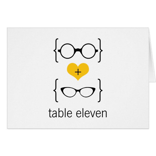 Tarjeta de número de tabla de gafas amarillas geek (Anverso (Horizontal))