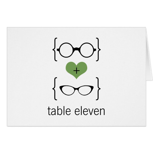 Tarjeta de número de tabla de gafas verdes (Anverso (Horizontal))