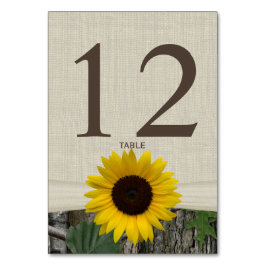 Tarjeta de número de tabla de girasol y bosques