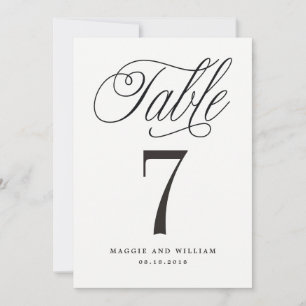 Tarjeta de número de tabla de guión elegante