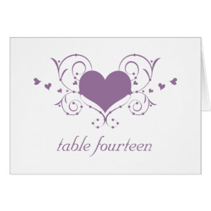 Tarjeta de número de tabla de Heart Flourish, púrp