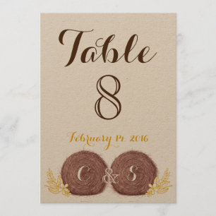 TARJETA DE NÚMERO DE TABLA DE heno boda