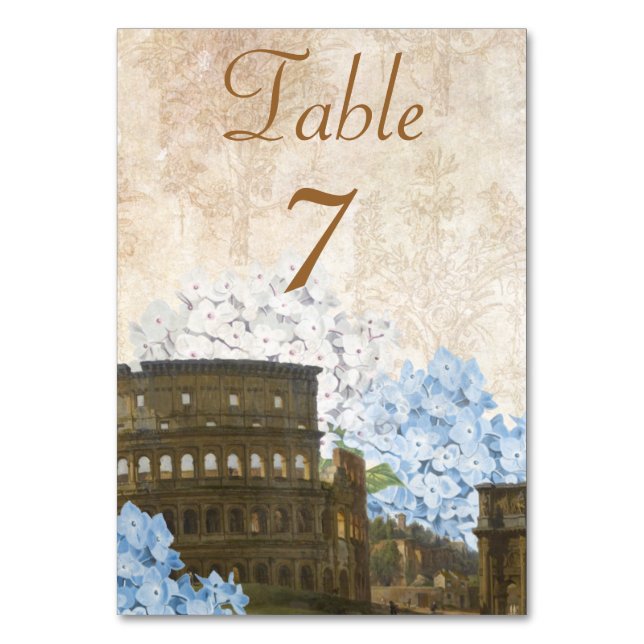 Tarjeta de número de tabla de hidrangea azul de Ro (Anverso)