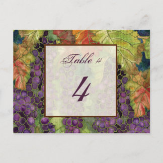 Tarjeta de número de tabla de hojas de uva de otoñ