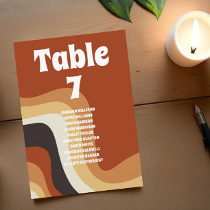 Tarjeta de número de tabla de la tabla de la tabla