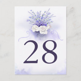 Tarjeta de número de tabla de lavanda y Boda de ro