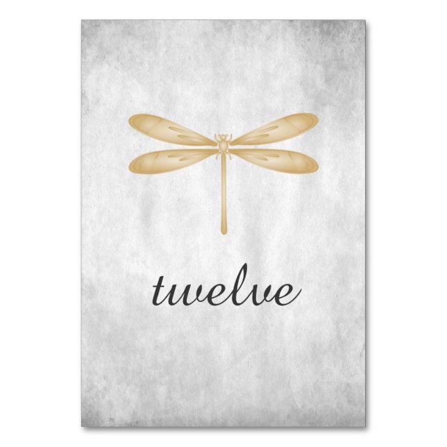 Tarjeta de número de tabla de libélula dorada (Anverso)