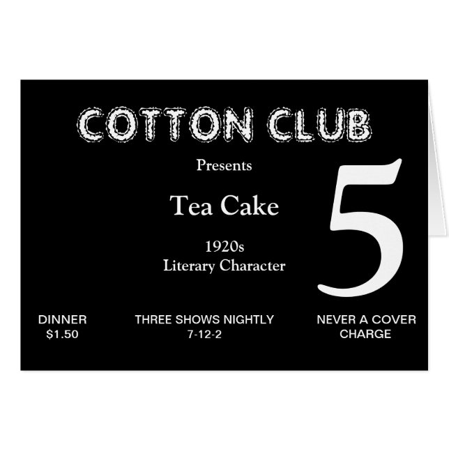 Tarjeta de número de tabla de los años 20 (Anverso (Horizontal))