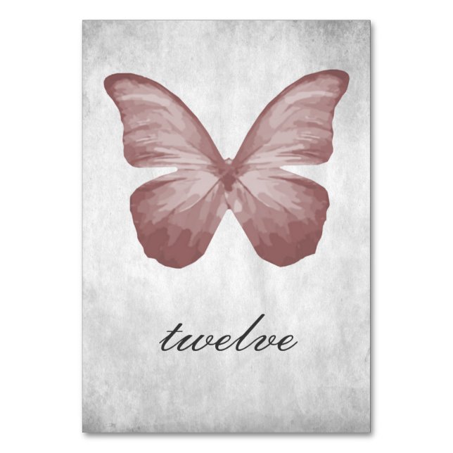 Tarjeta de número de tabla de mariposa rosa (Anverso)