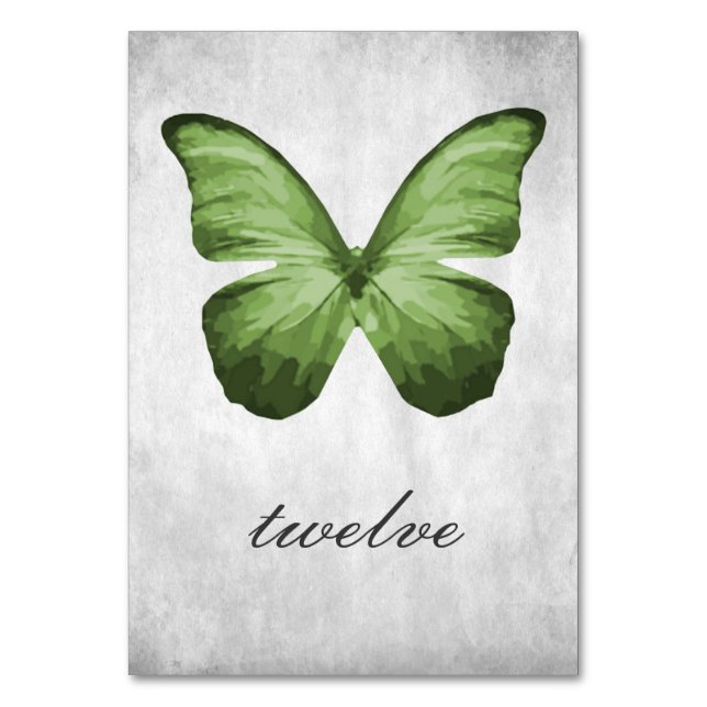Tarjeta de número de tabla de mariposa verde (Anverso)