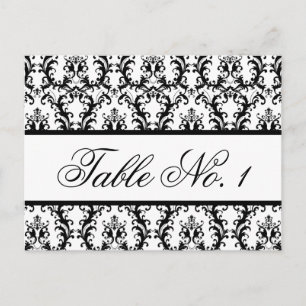 Tarjeta de número de tabla de matrimonio Damask Bl