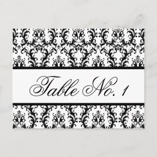 Tarjeta de número de tabla de matrimonio Damask Bl