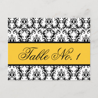 Tarjeta de número de tabla de matrimonio Damask Ne