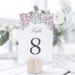 Tarjeta de número de tabla de país de vino<br><div class="desc">Las tarjetas de número de tabla de moda de campo de vino en tonos de ciruela de cabernet, verde cazador y gris de carbón vegetal presentan su número de mesa con un borde superior de racimos y hojas de uva de estilo grabado vintage. El diseño se repite al revés. Coordina...</div>
