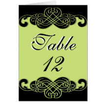 Tarjeta de número de tabla de pergaminos verdes ne