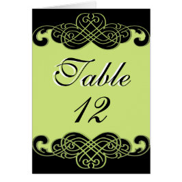 Tarjeta de número de tabla de pergaminos verdes ne