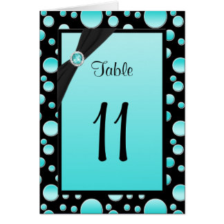 Tarjeta de número de tabla de puntos Aqua y Black 