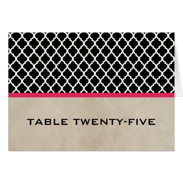 Tarjeta de número de tabla de quatrefoil de Moda r (Anverso (Horizontal))
