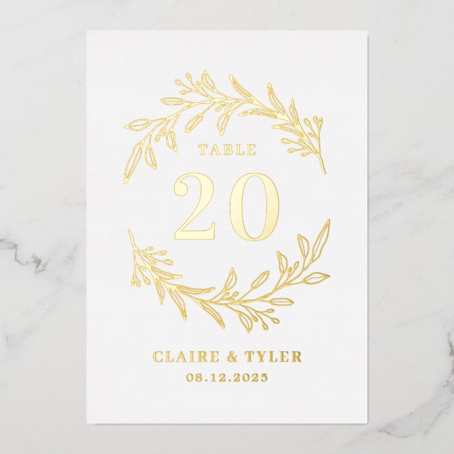 Tarjeta de número de tabla de RELIEVE METALIZADO R (Anverso)