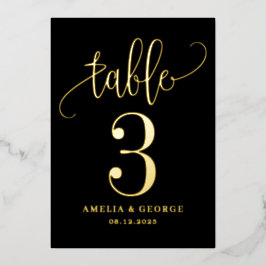 Tarjeta de número de tabla de RELIEVE METALIZADO R