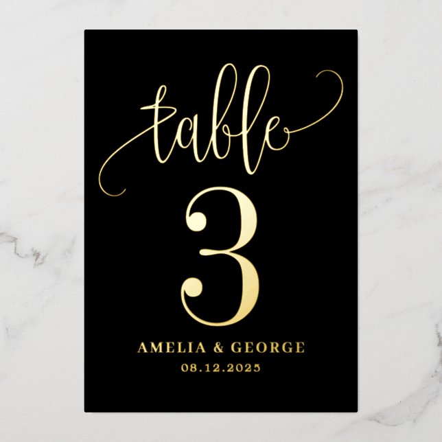 Tarjeta de número de tabla de RELIEVE METALIZADO R (Anverso)