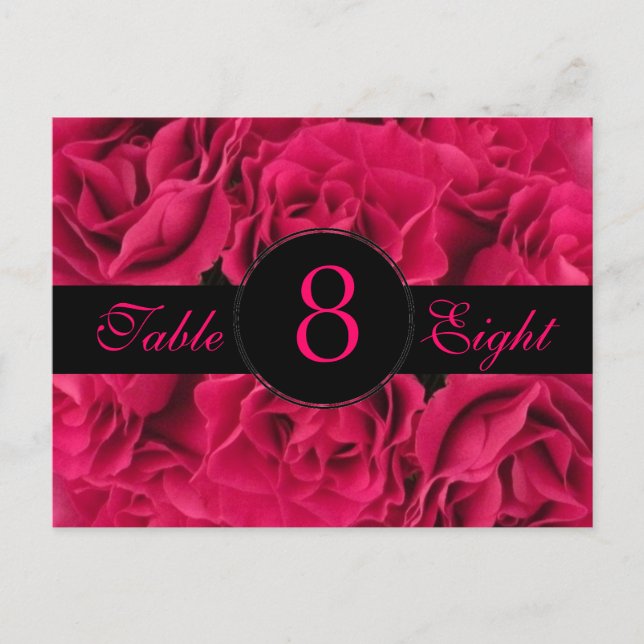 Tarjeta de número de tabla de Rosas de Fuchsia (Anverso)