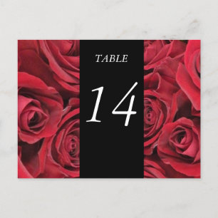Tarjeta de número de tabla de rosas rojas