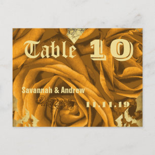 Tarjeta de número de tabla de Rosas y mariposas de