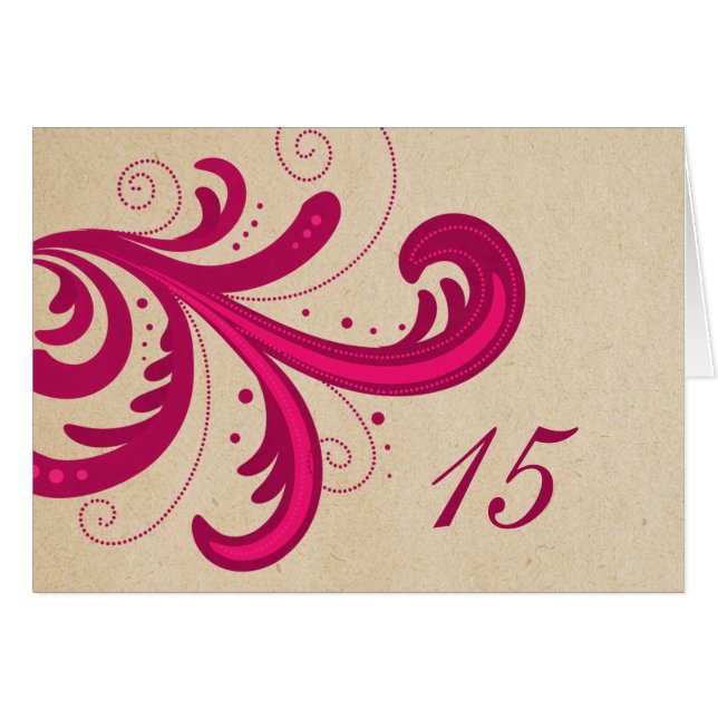 Tarjeta De Número De Tabla De Swirls De Estilo Ros (Anverso (Horizontal))