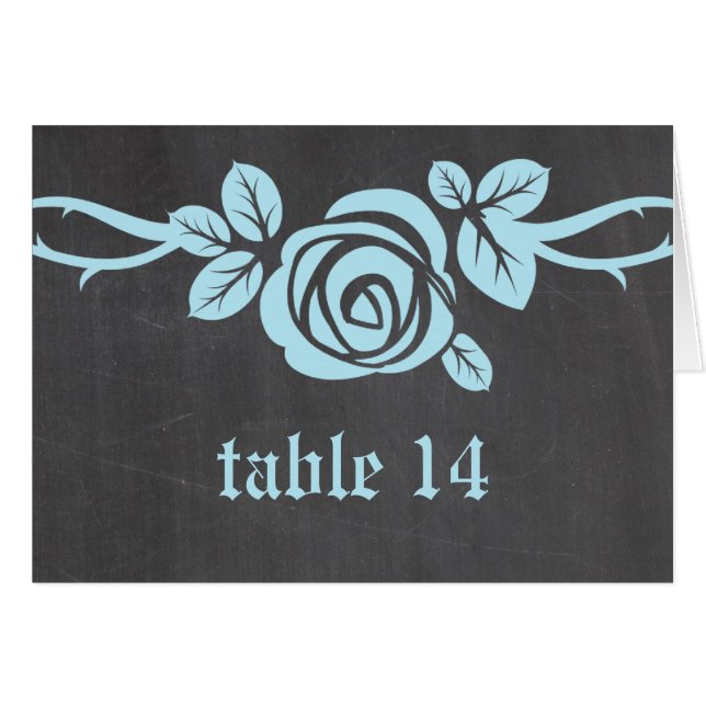 Tarjeta de número de tabla de tablero de Rosa azul (Anverso (Horizontal))
