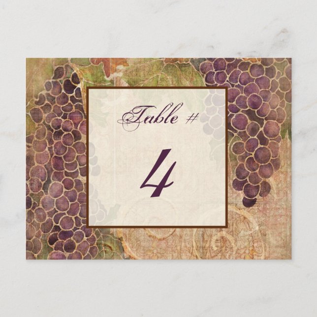 Tarjeta de número de tabla de viñedos de uva de ad (Anverso)