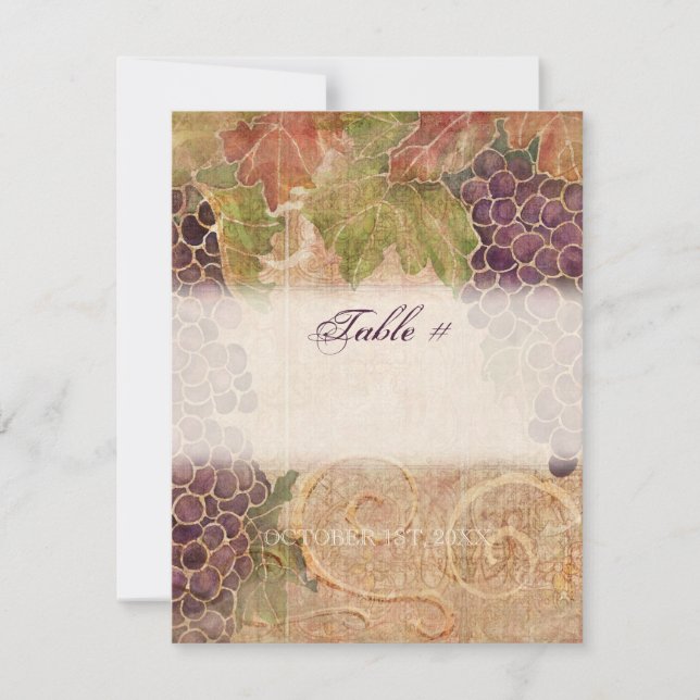 Tarjeta de número de tabla de viñedos de uva de ad (Anverso)