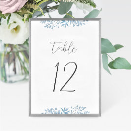 Tarjeta de número de tabla del Boda azul Eucalyptu