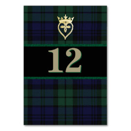 Tarjeta de número de tabla del Boda Black Watch cl