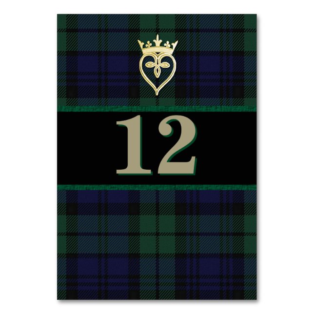 Tarjeta de número de tabla del Boda Black Watch cl (Anverso)