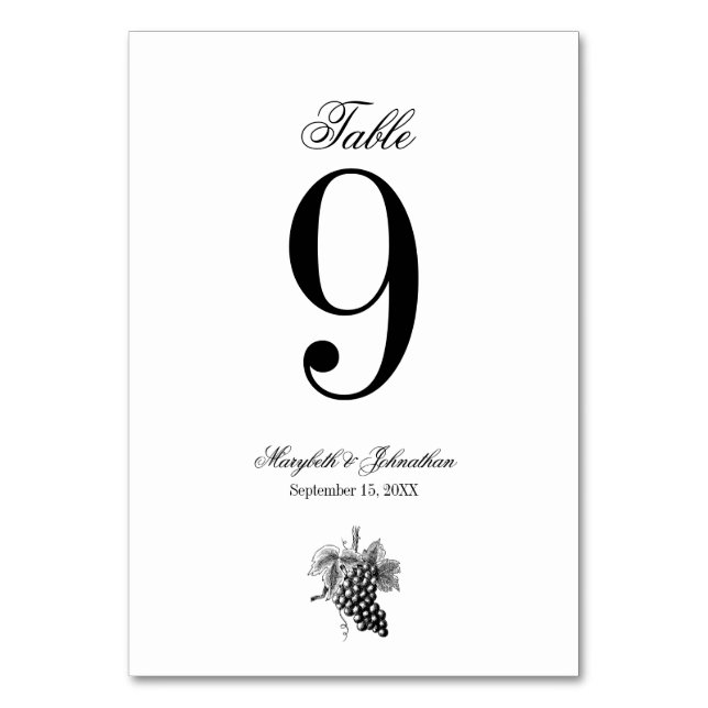 Tarjeta de número de tabla del Boda de caligrafía  (Anverso)
