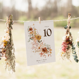 Tarjeta de número de tabla del Boda de flores silv