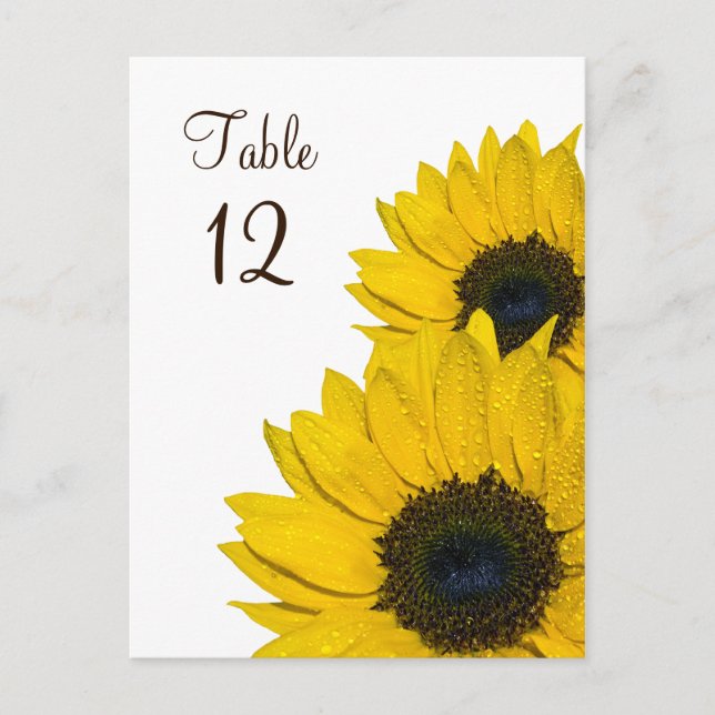 Tarjeta de número de tabla del Boda de girasol (Anverso)